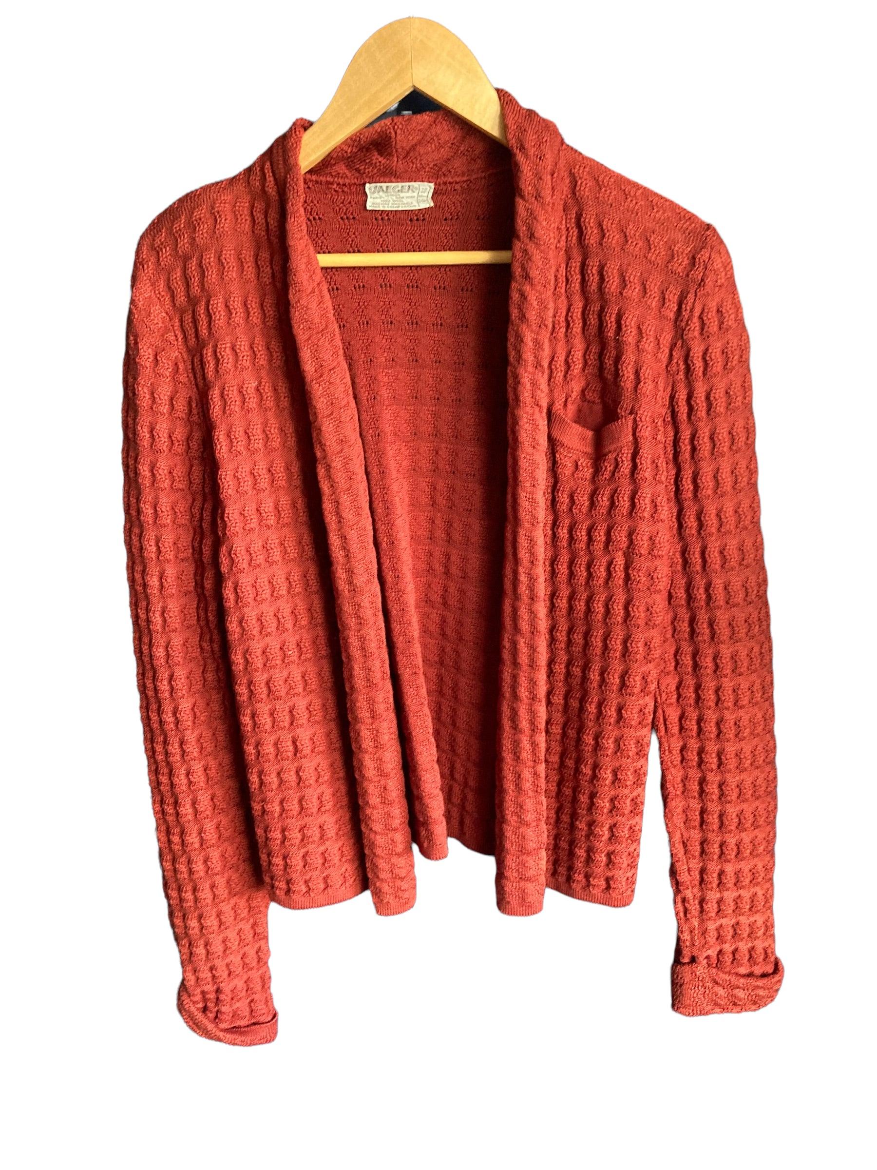 Rust cable clearance knit cardigan