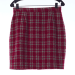 Charlotte Halton for R.I. Clothing Wool Skirt Check Red UK Size 12 - Ava & Iva