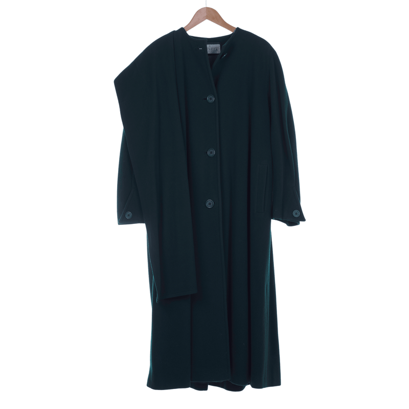 Feminella Cashmere Wool Blend Long Sleeved Bottle Green Long Coat UK size 18 - Ava & Iva