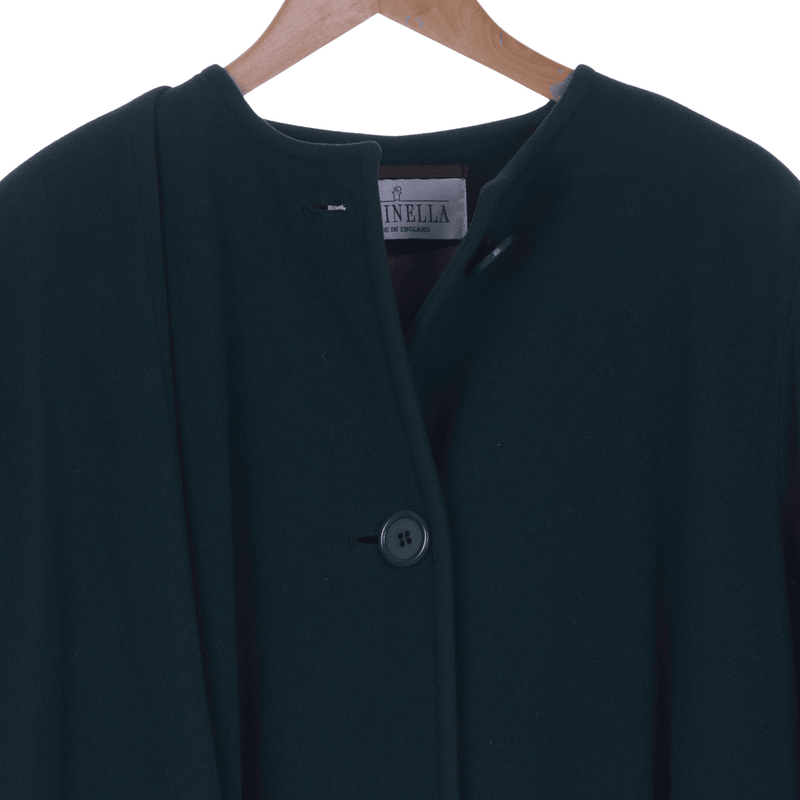 Feminella Cashmere Wool Blend Long Sleeved Bottle Green Long Coat UK size 18 - Ava & Iva