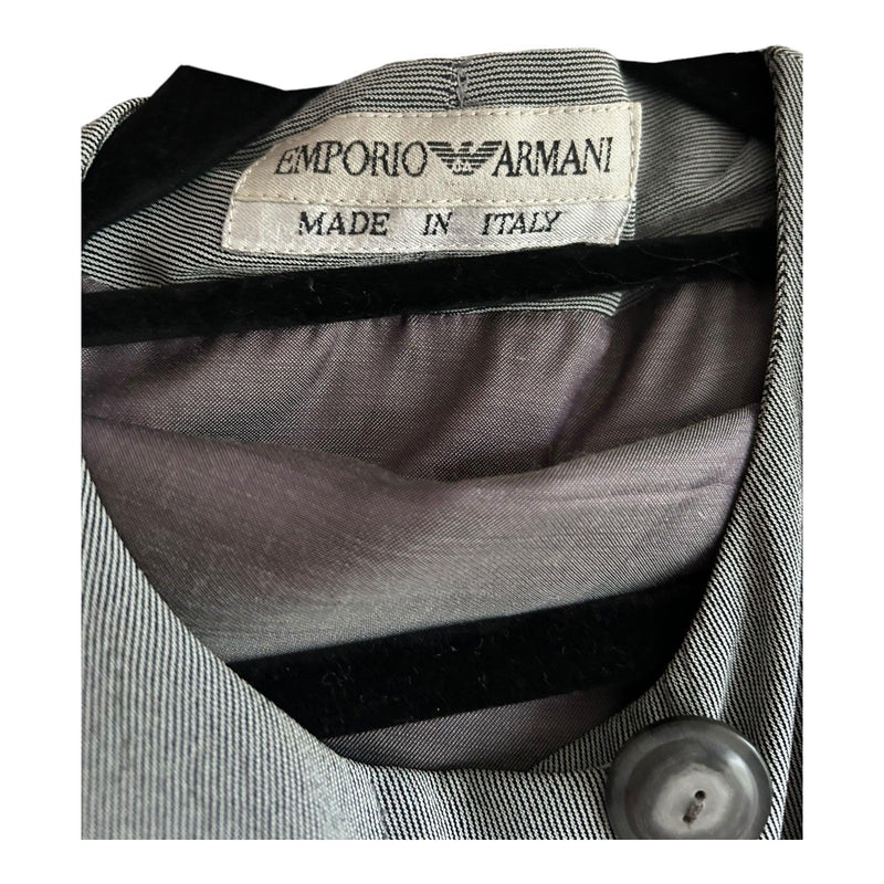 Emporio Armani Collarless Grey Long Jacket UK Size 10 - Ava & Iva