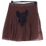 Malene Birger "Aniston" Embellished Skirt Brown 100% Cotton Size 38 (UK 10) - Ava & Iva