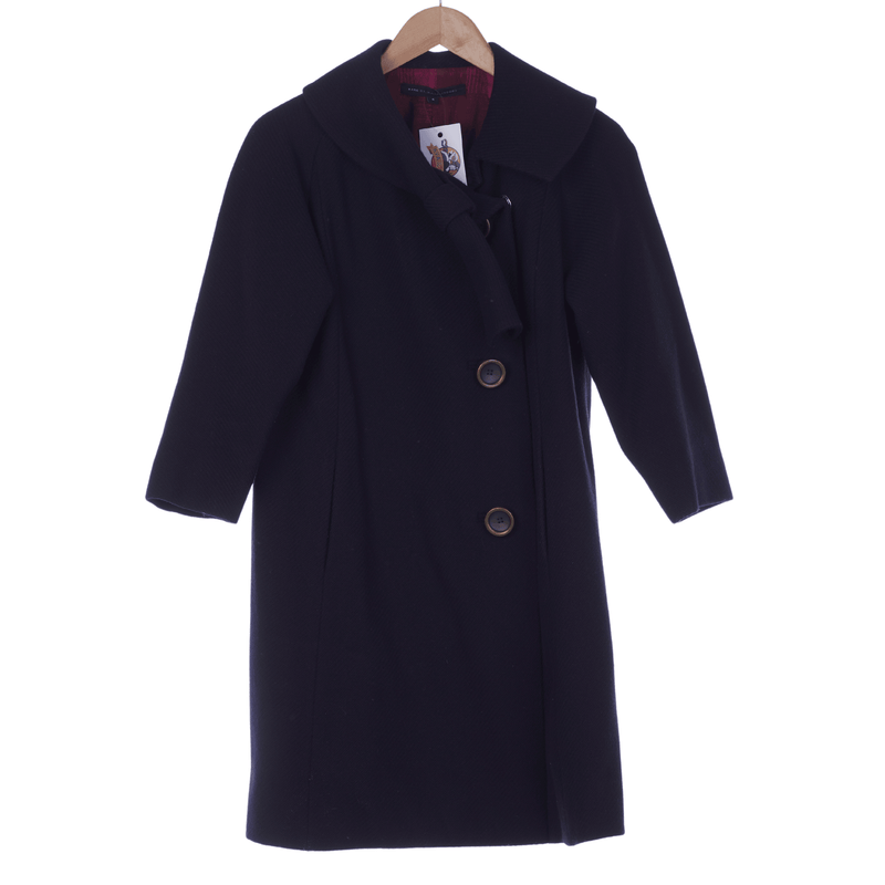 Marc Jacobs Wool Navy Long Sleeved Coat UK Size 10. - Ava & Iva