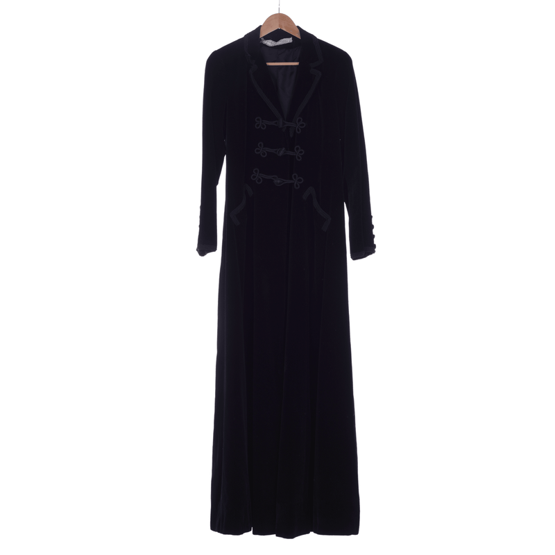 Marian McDonnell Velvet Black Long Sleeved Coat UK Size 10. - Ava & Iva