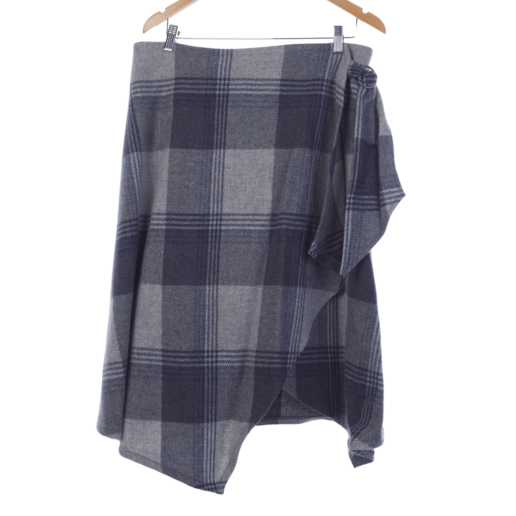 Moloh Grey Check Wool Wraparound / Kilt Style Skirt Grey UK 16 - Ava & Iva