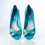 Mui Mui Turquoise Blue Peep Toe Heel Size 38 1/2