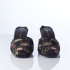 Roberto Vianni Mules Black with Colourful Floral Embroidery Size 39