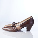 Bruno Magli 2 Tone Brown and Cream Low Heel Size 39.5