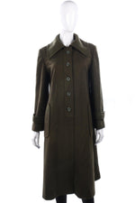 Aubrey Segal Model Wool Coat Khaki Wool. UK14 - Ava & Iva