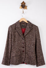 Hobbs Single Breasted Jacket Brown Herringbone Wool Mix UK size 8 - Ava & Iva