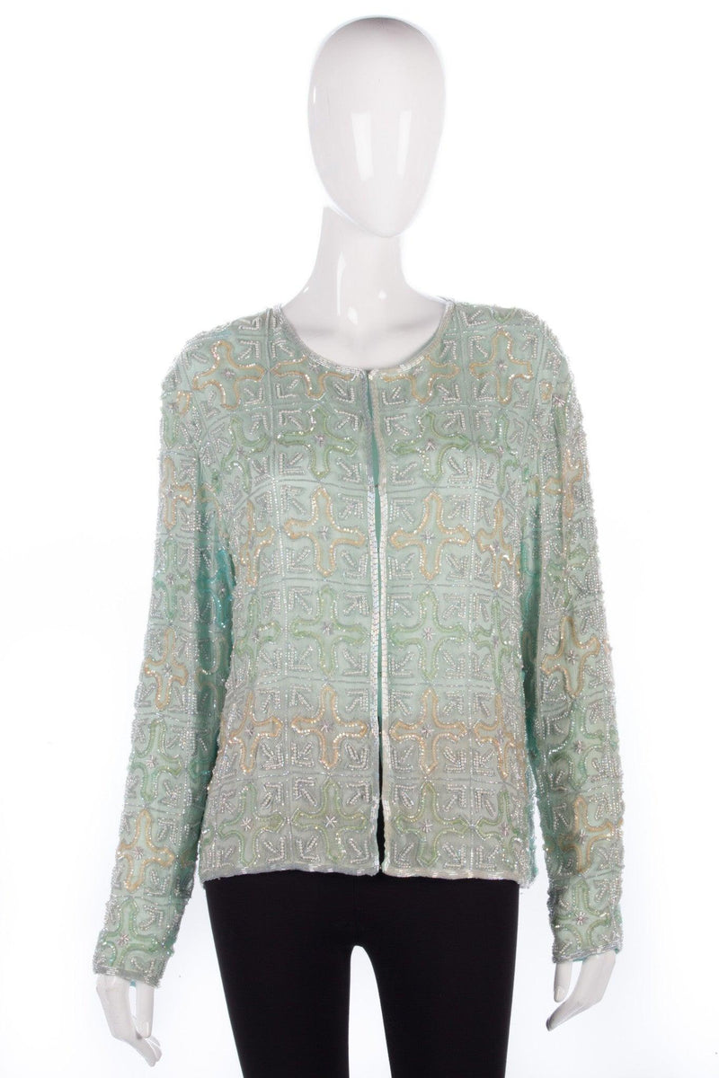 Heavily beaded green jacket size 14/16 - Ava & Iva