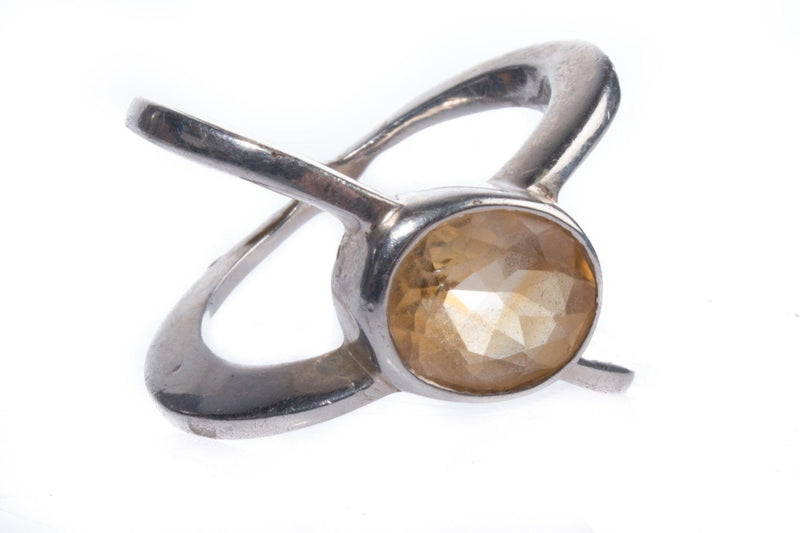 Silver ring, hallmarked with a yellow stone - Ava & Iva