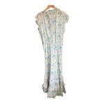 Ralph Lauren Cotton Cream and Blue Floral Capped Sleeved Long Length Dress UK Size 6 - Ava & Iva