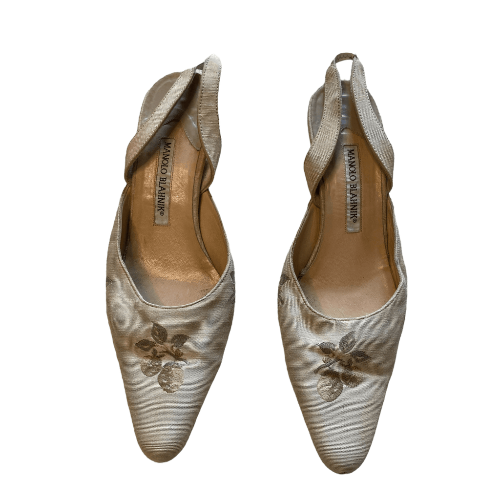 Manolo Blahnik Silk Kitten Heels White UK 6 EU 39 - Ava & Iva
