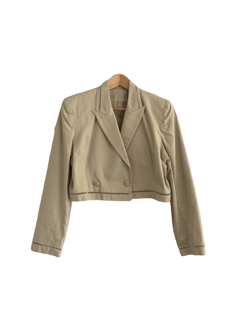 Charlotte Halton Double Breasted Cropped Jacket Beige UK 14 - Ava & Iva