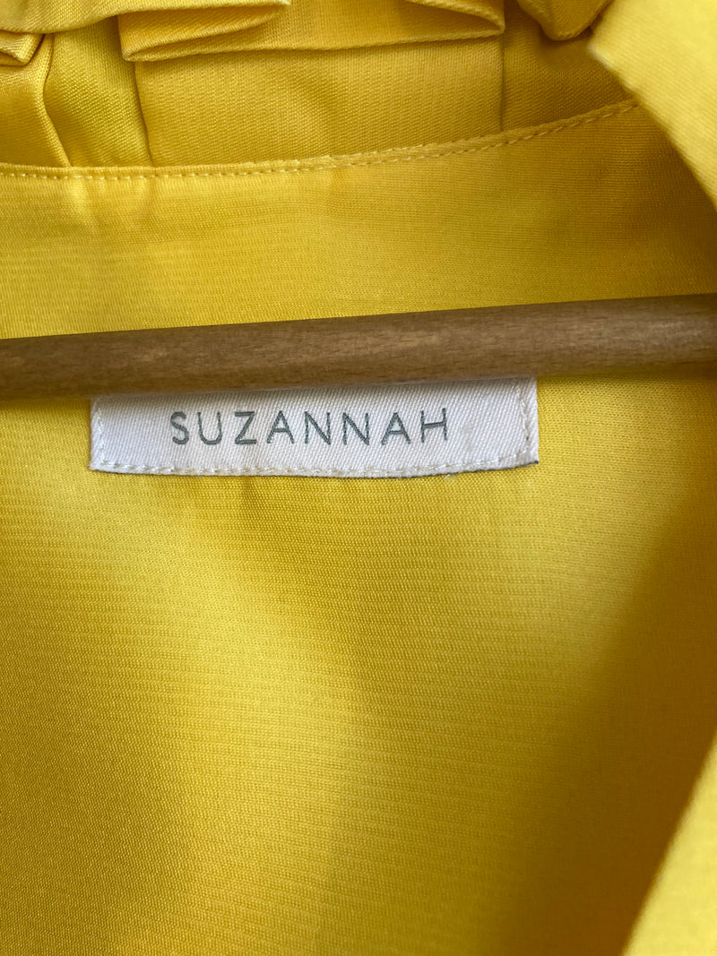 Suzannah Sateen Yellow Capped Sleeved Dress UK Size 10 - Ava & Iva