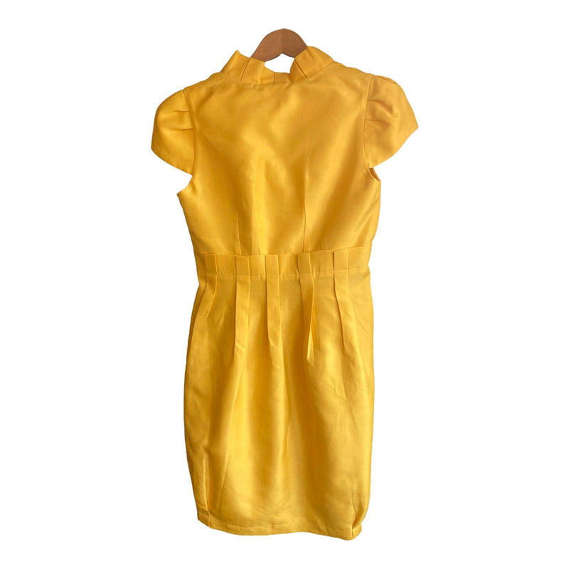 Suzannah Sateen Yellow Capped Sleeved Dress UK Size 10 - Ava & Iva