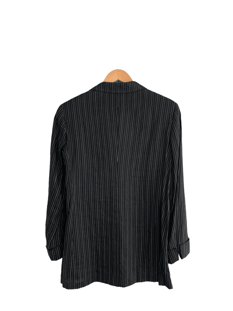 Max Mara Black Stripe Linen Jacket UK Size 16 - Ava & Iva