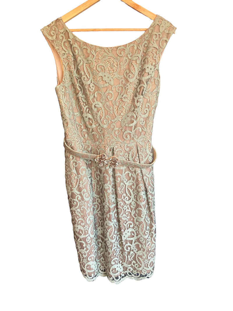 Eliza J Mint Green And Charcoal Lace Sleeveless Dress UK Size 16 - Ava & Iva