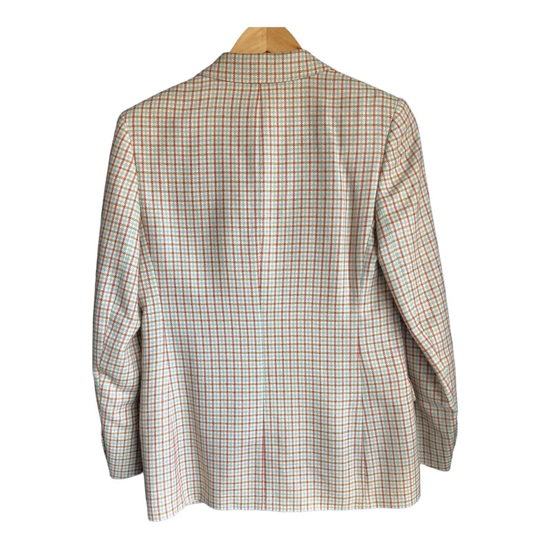 Aquascutum Wool Mix Cream Multi Coloured Checked Skirt Suit UK